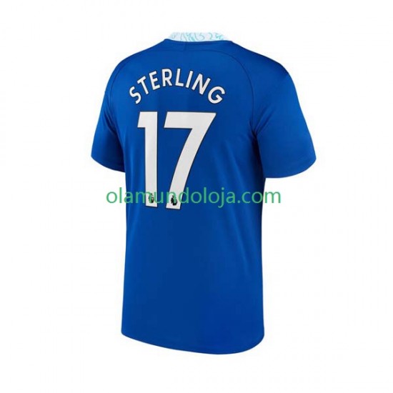 Camisola Chelsea Raheem Sterling 17 Homem Equipamento Primeiro 2022-2023 Manga Curta